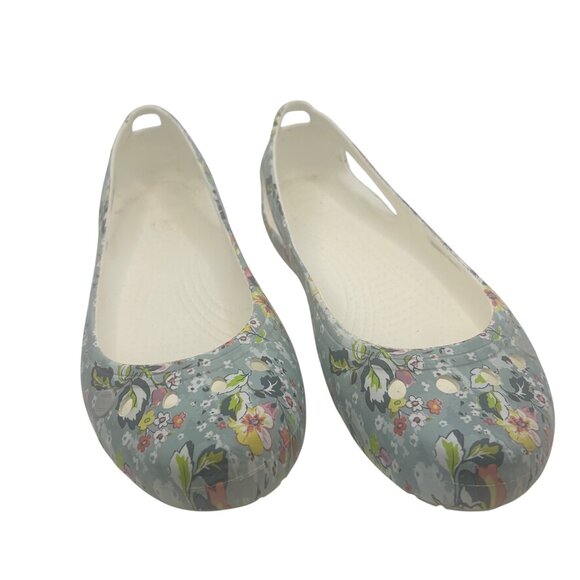 Crocs Floral Print Slip-On Flats Lightweight Comfort Casual Shoes 9 - Picture 1 of 8